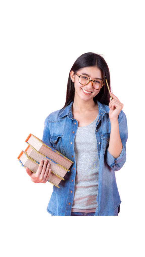 chica cargando libros