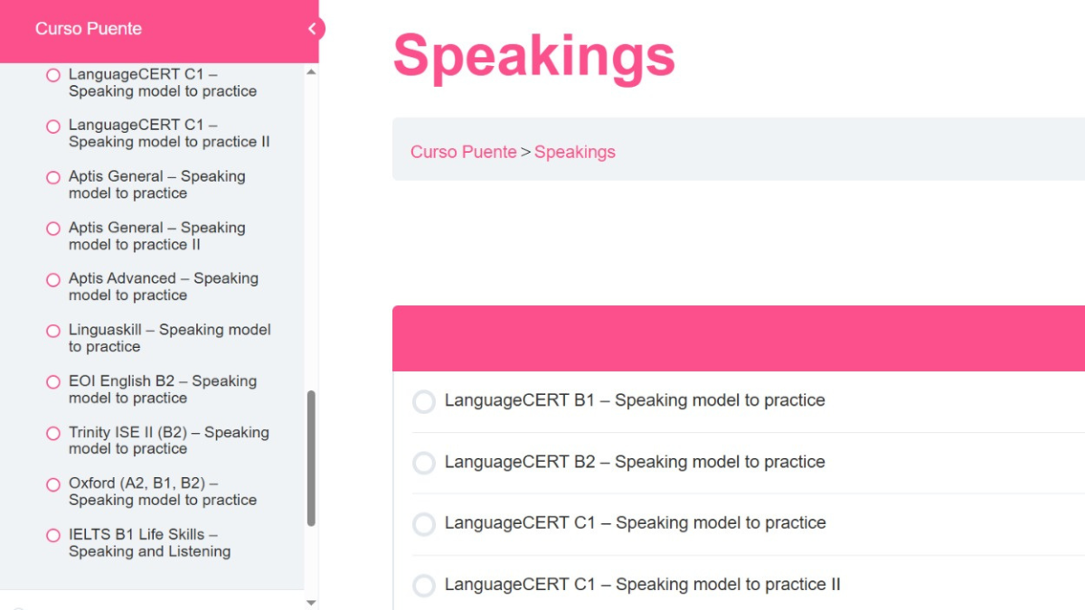 Curso de inglés autodidacta online capturas de pantalla plataforma 2
