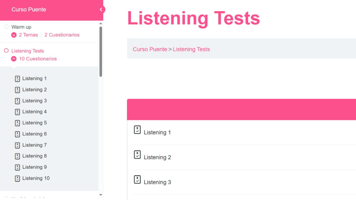 Curso de inglés autodidacta online capturas de pantalla plataforma 3