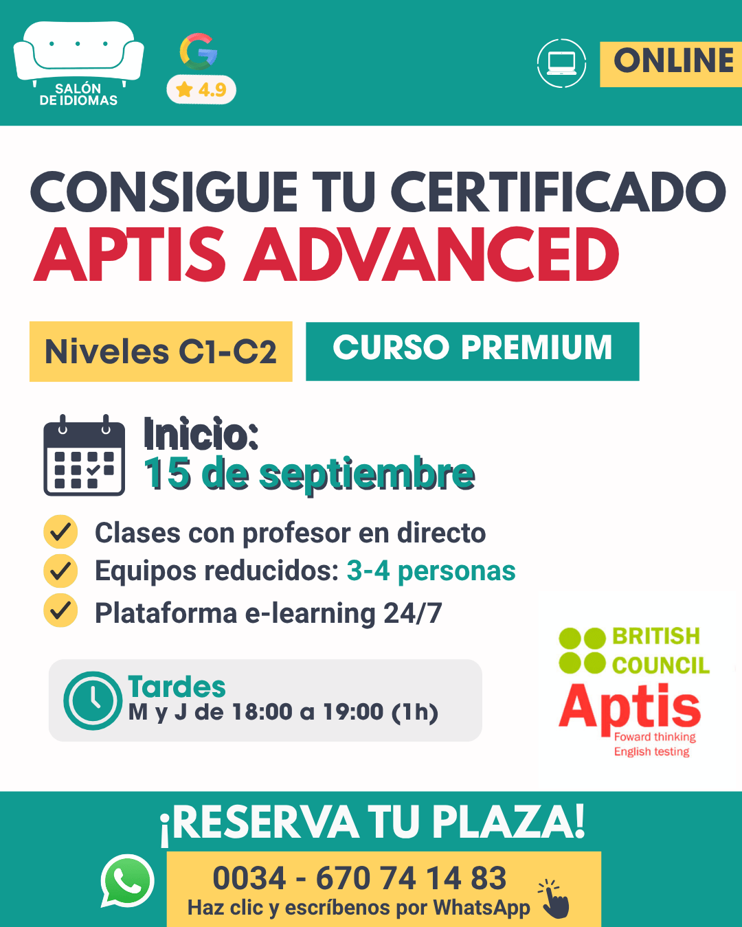 Curso Aptis Advanced online